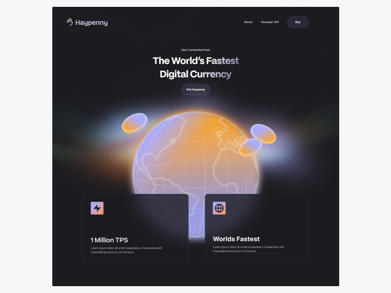 Haypenny web interface concept with sidebar navigation